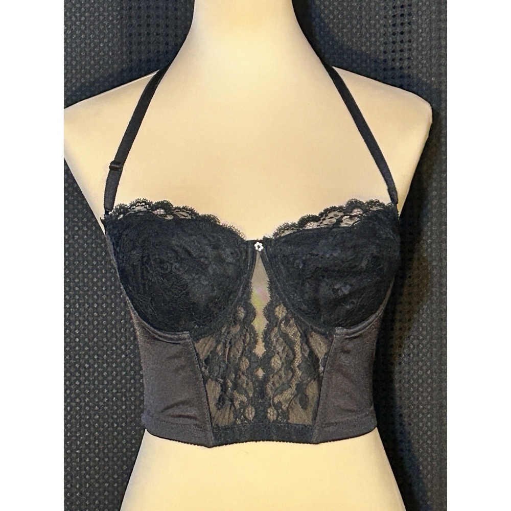 Vintage Warner's Lace Longline Bra Bustier Underwire Boning EUC 36C
